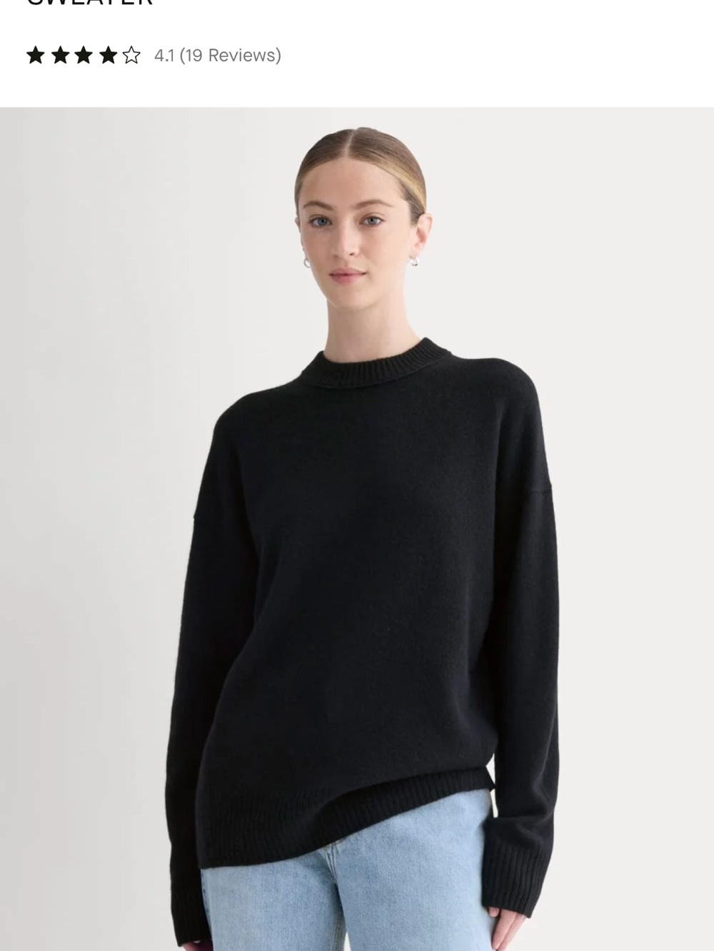 NWT Everlane Cashmere Black Boyfriend Crewneck Sweater
